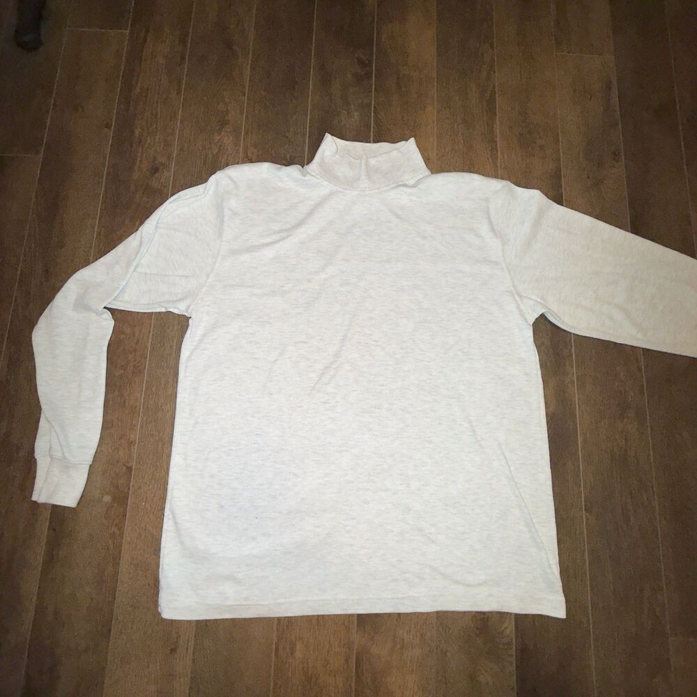 L.L.BEAN | Interlock Mock Turtleneck Long Sleeve top Beige Neutral Cotton Sz XL